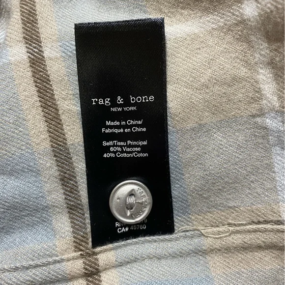 Rag & Bone Cruz Shirt Beige and Gray Plaid Shirt Size Small - Picture 8 of 10